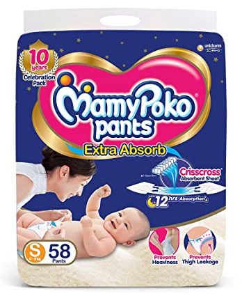 MAMY POKO PANTS extra absorb Diapers-small (58 Pieces)