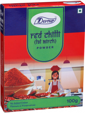 Red chilli box-100g front